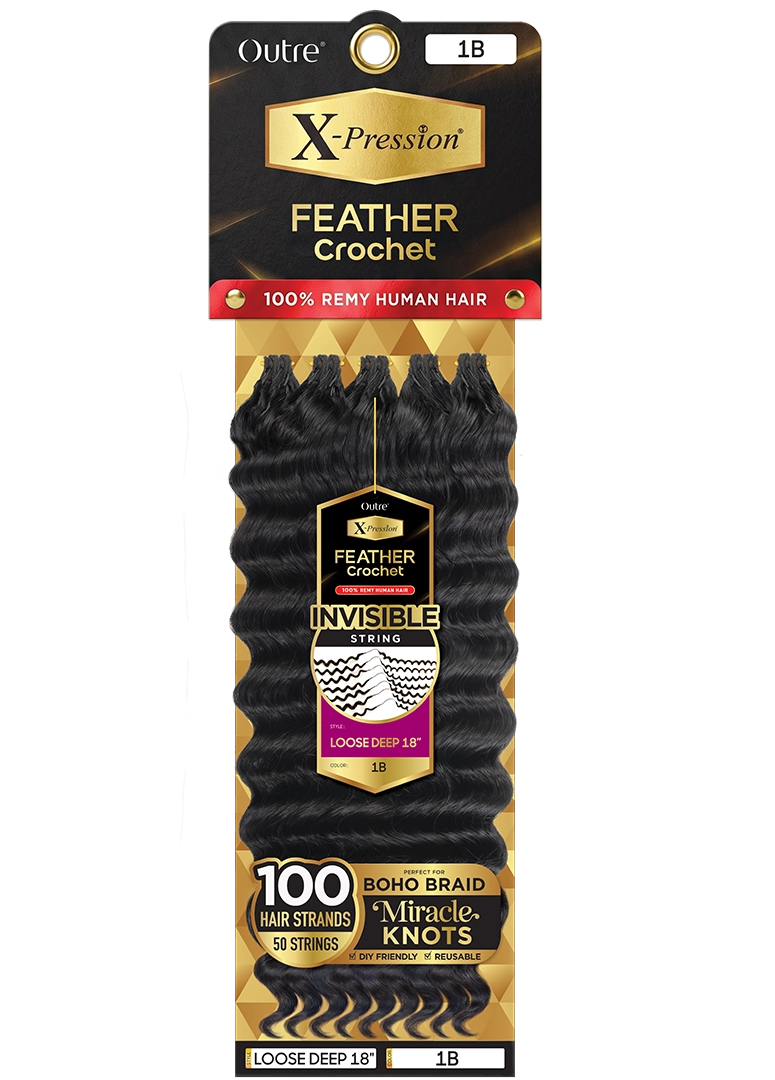 Outre X-Pression Human Feather Loose Deep 100% Human Crochet Hair – 18"