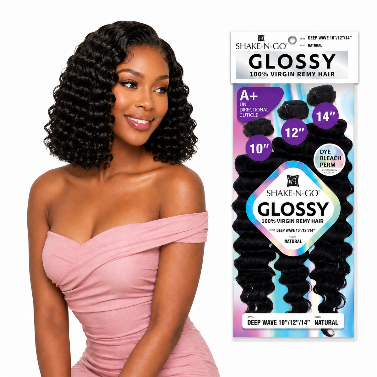 Shake-N-Go Glossy Deep Wave 100% Virgin Remy Hair Weave (3 Bundle)