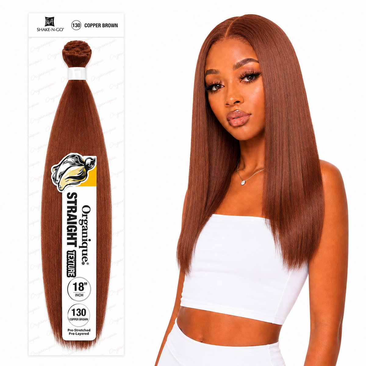 Shake-N-Go Organique Straight Weave – Premium Fiber (10”–36”)
