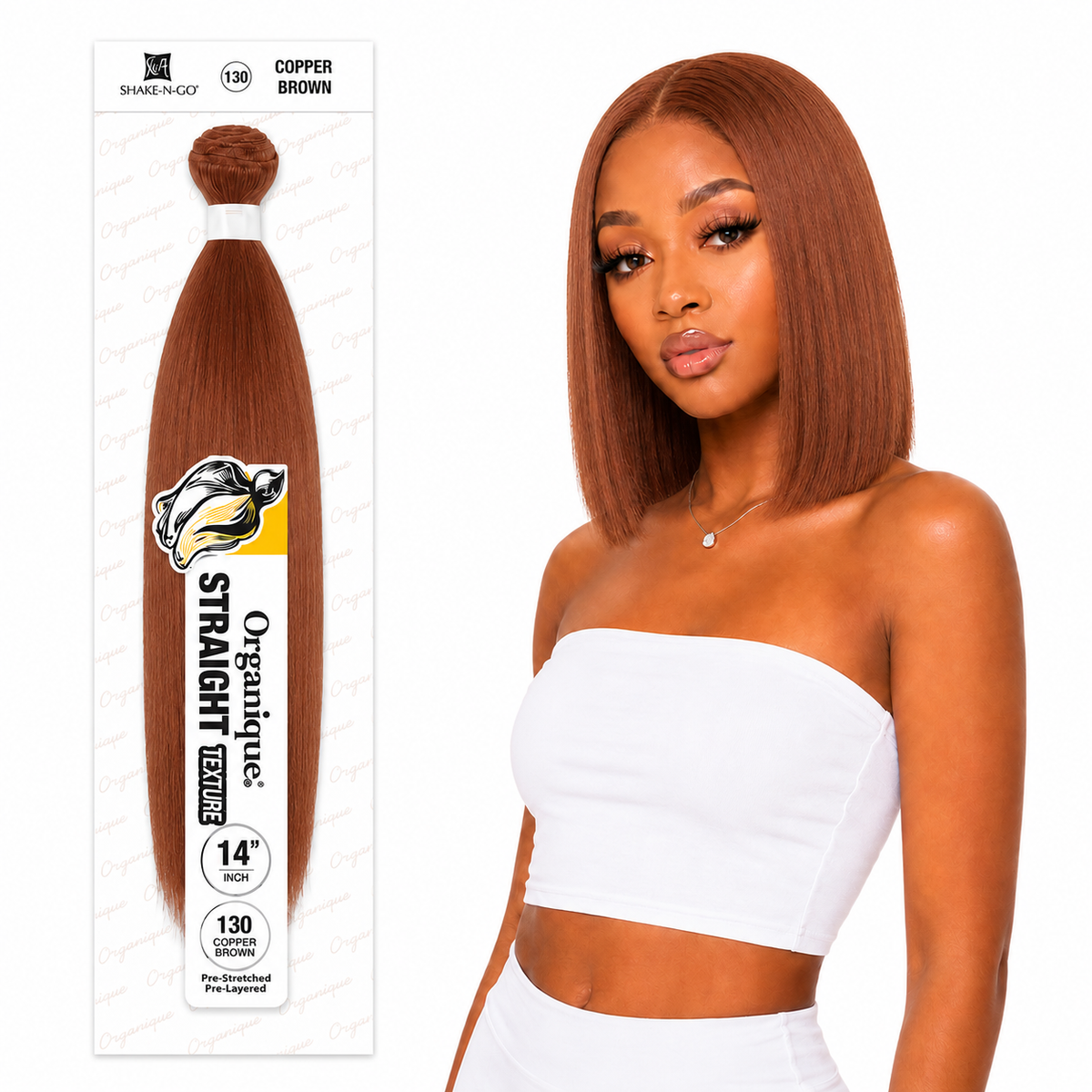 Shake-N-Go Organique Straight Weave – Premium Fiber (10”–36”)