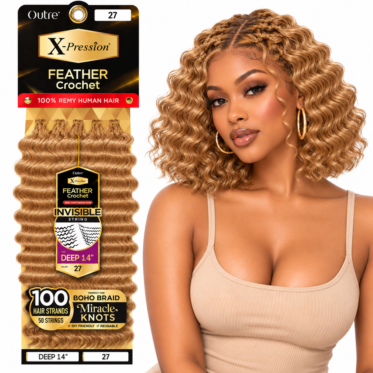 Outre X-Pression Human Feather Deep 100% Human Crochet Hair