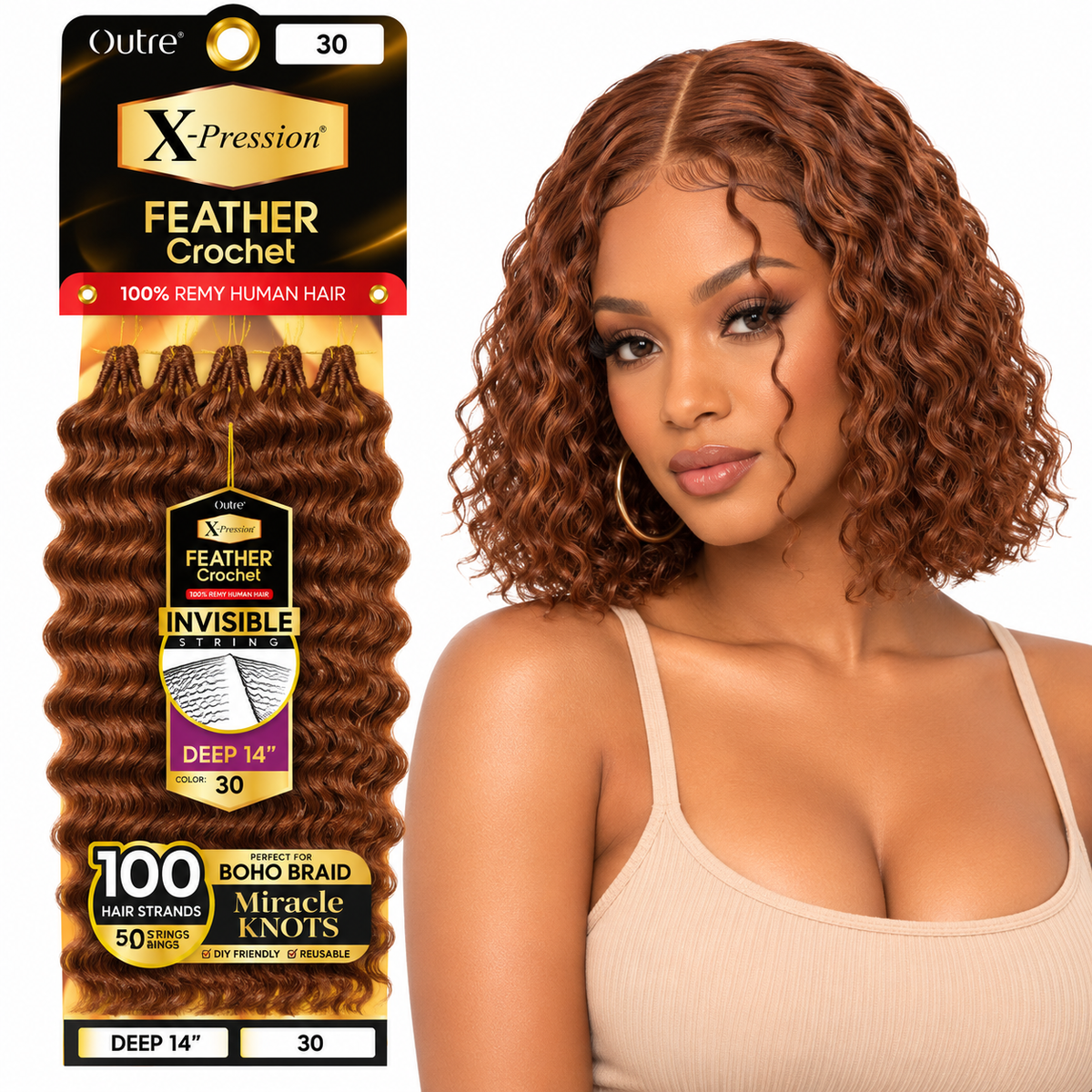 Outre X-Pression Human Feather Deep 100% Human Crochet Hair