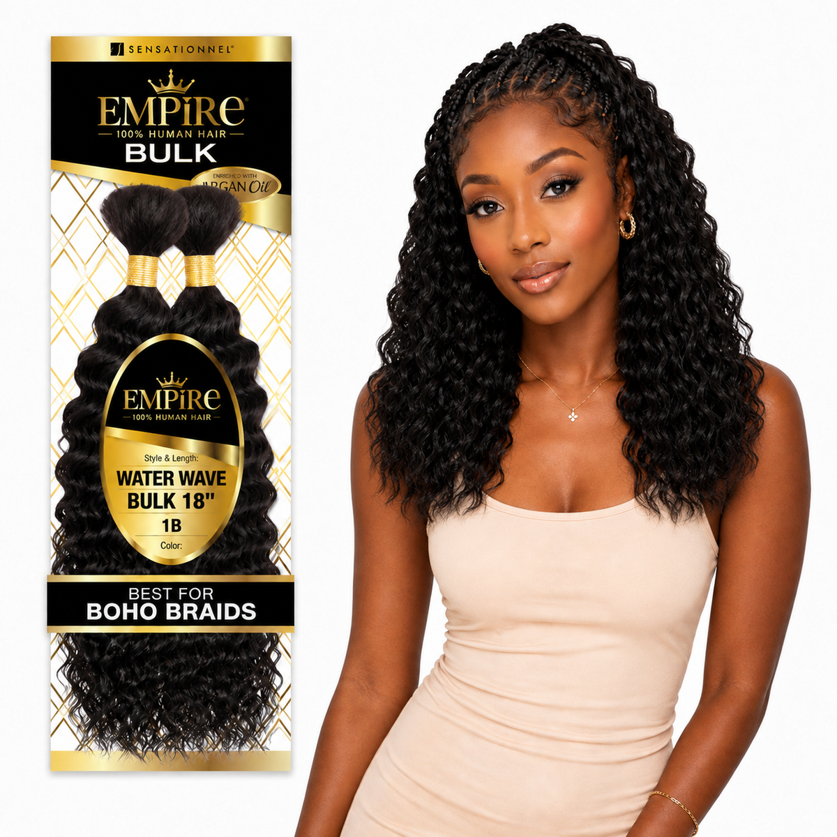 Sensationnel Empire Water Wave Bulk 100% Human Braiding Hair