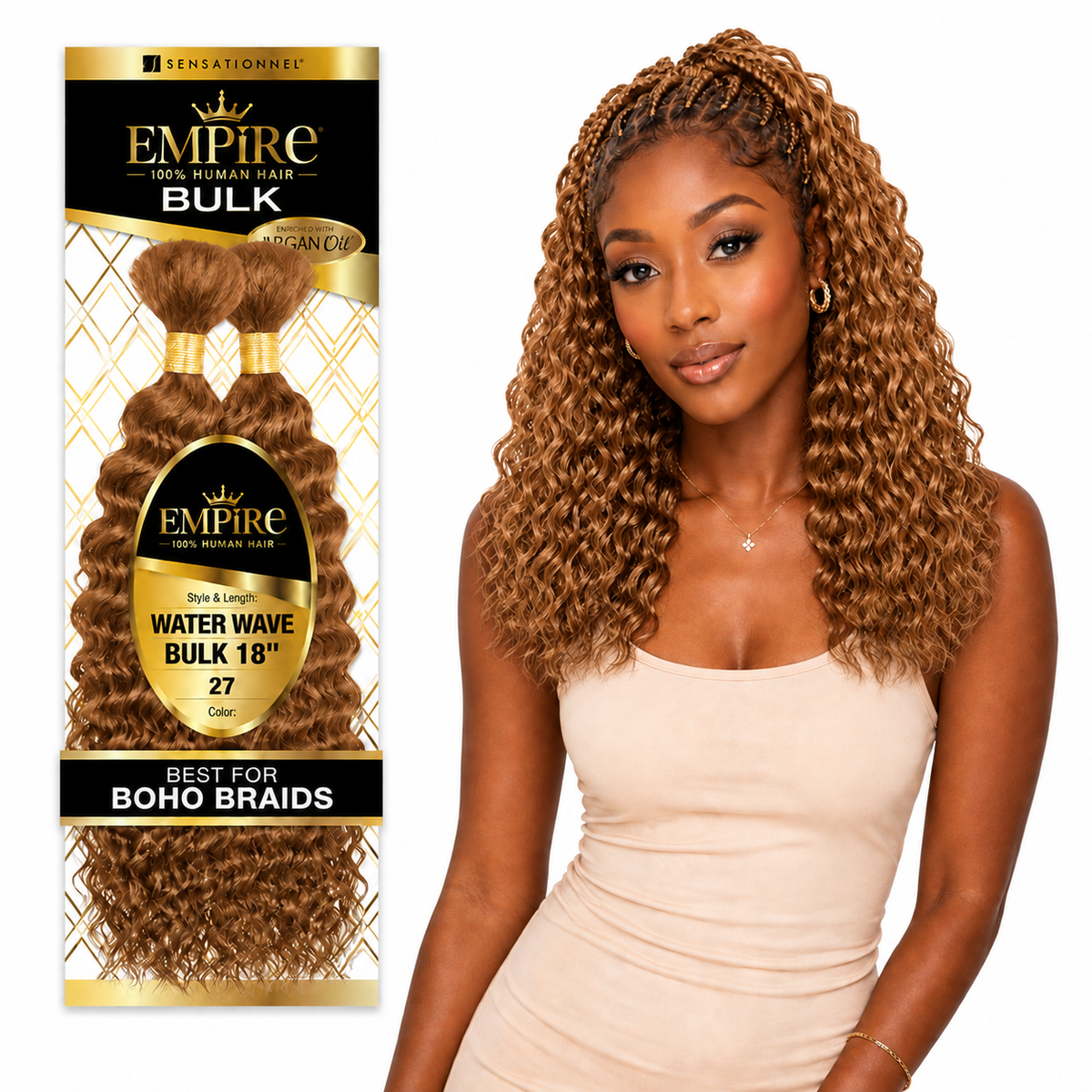 Sensationnel Empire Water Wave Bulk 100% Human Braiding Hair