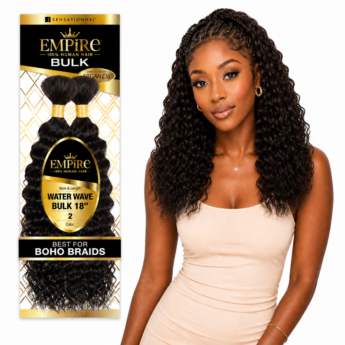 Sensationnel Empire Water Wave Bulk 100% Human Braiding Hair