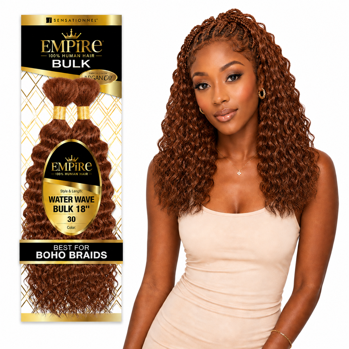 Sensationnel Empire Water Wave Bulk 100% Human Braiding Hair