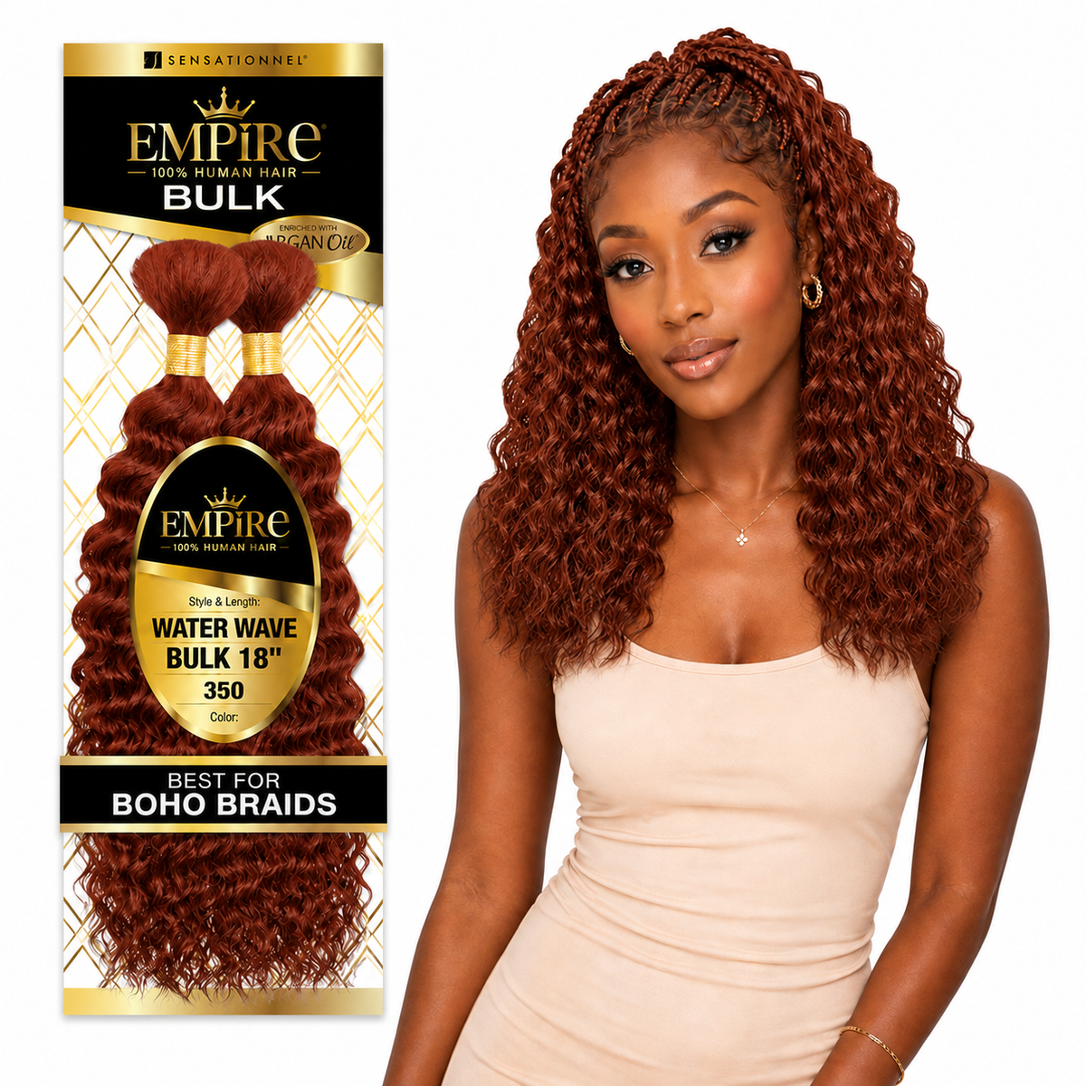 Sensationnel Empire Water Wave Bulk 100% Human Braiding Hair
