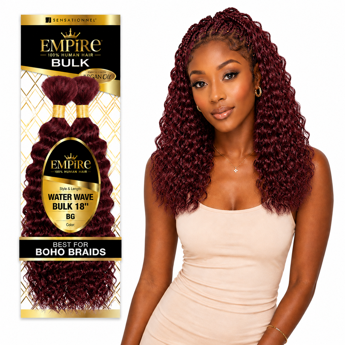 Sensationnel Empire Water Wave Bulk 100% Human Braiding Hair