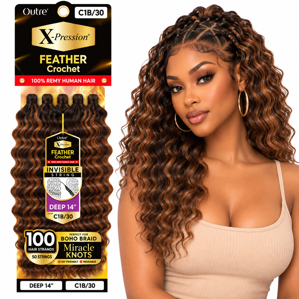 Outre X-Pression Human Feather Deep 100% Human Crochet Hair