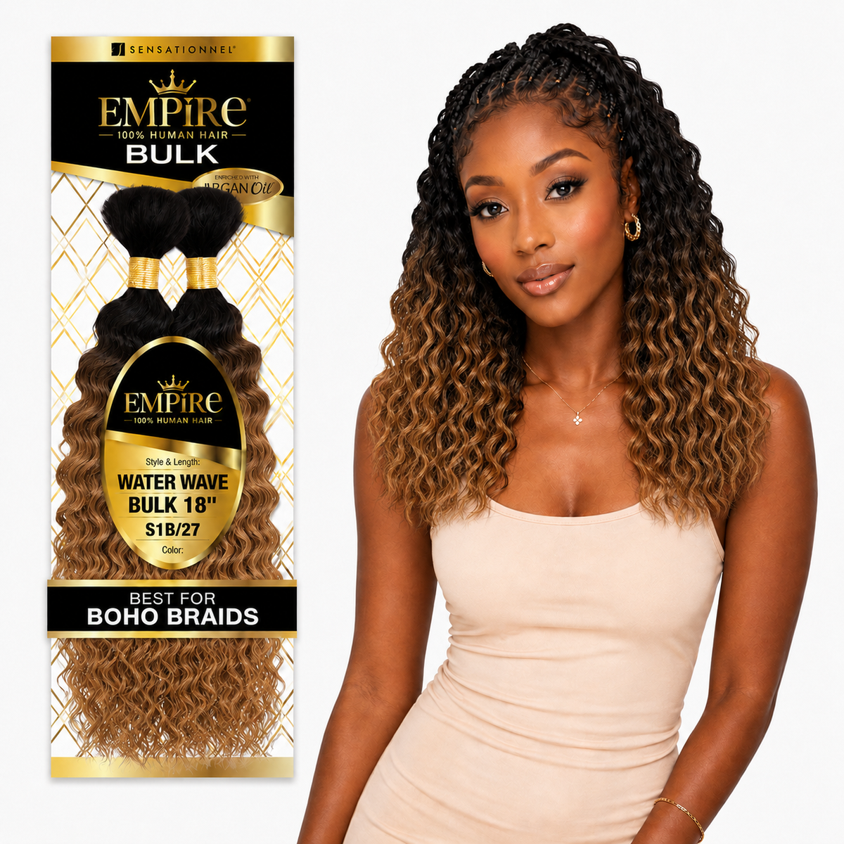 Sensationnel Empire Water Wave Bulk 100% Human Braiding Hair