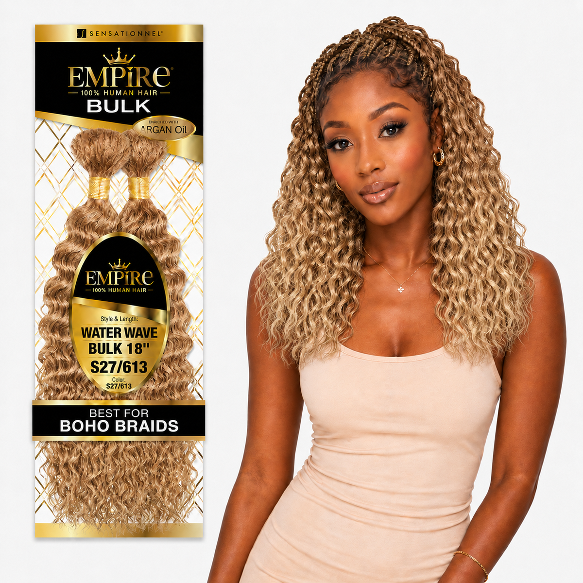 Sensationnel Empire Water Wave Bulk 100% Human Braiding Hair