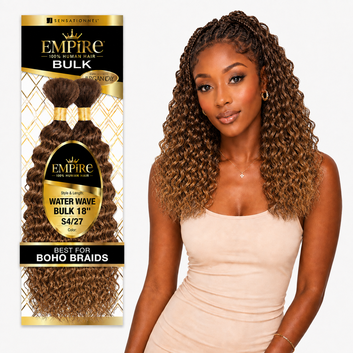 Sensationnel Empire Water Wave Bulk 100% Human Braiding Hair