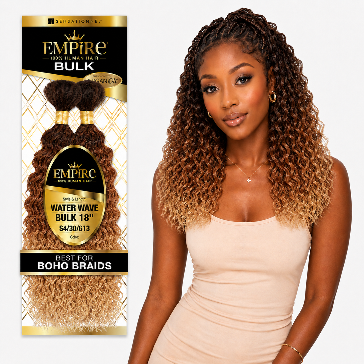 Sensationnel Empire Water Wave Bulk 100% Human Braiding Hair