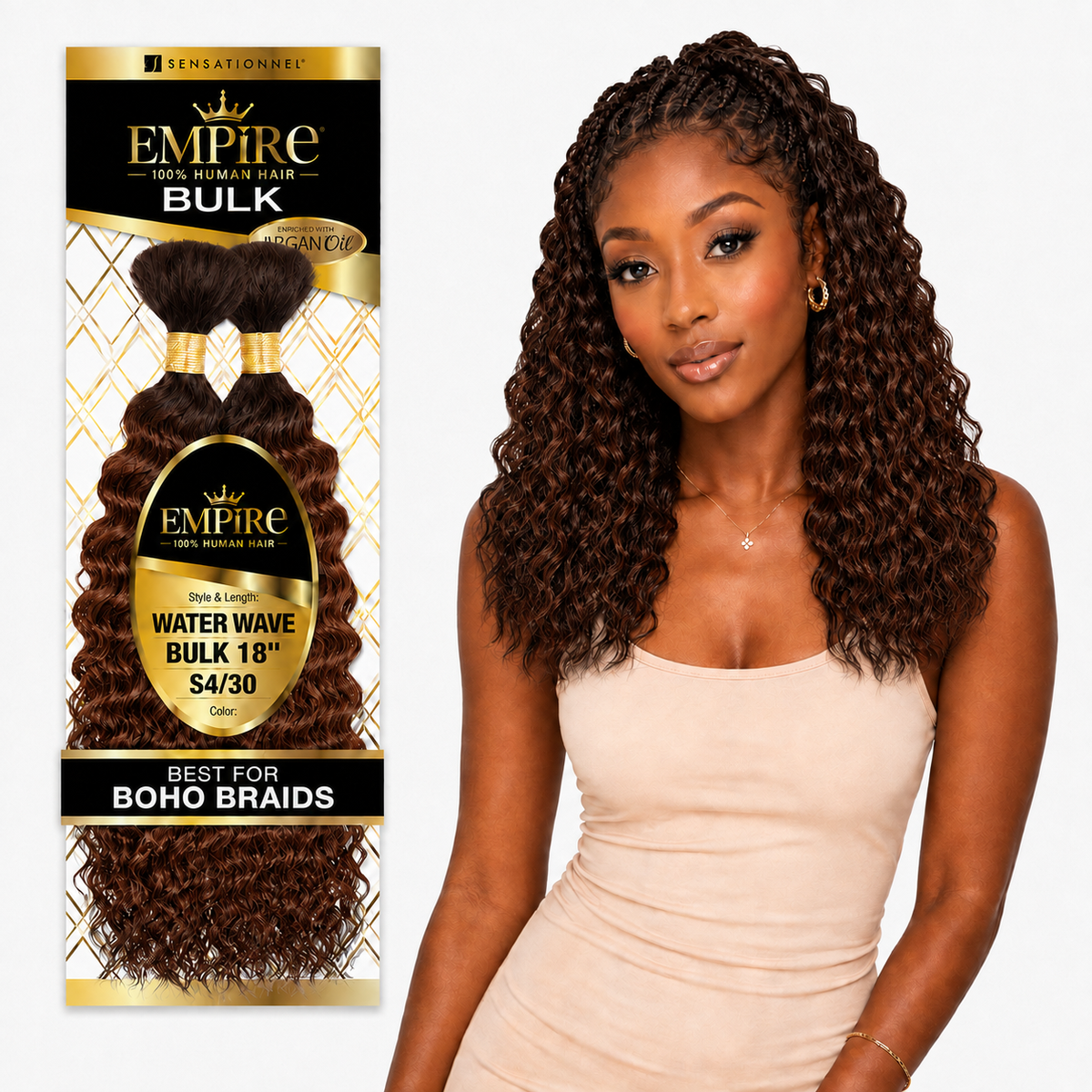 Sensationnel Empire Water Wave Bulk 100% Human Braiding Hair