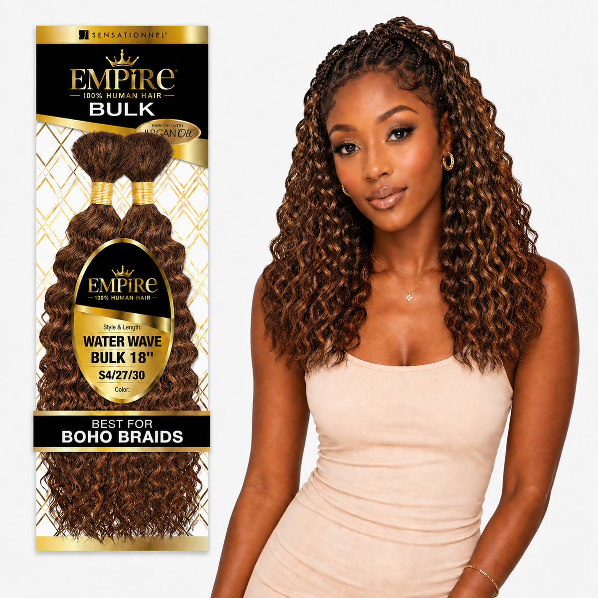 Sensationnel Empire Water Wave Bulk 100% Human Braiding Hair