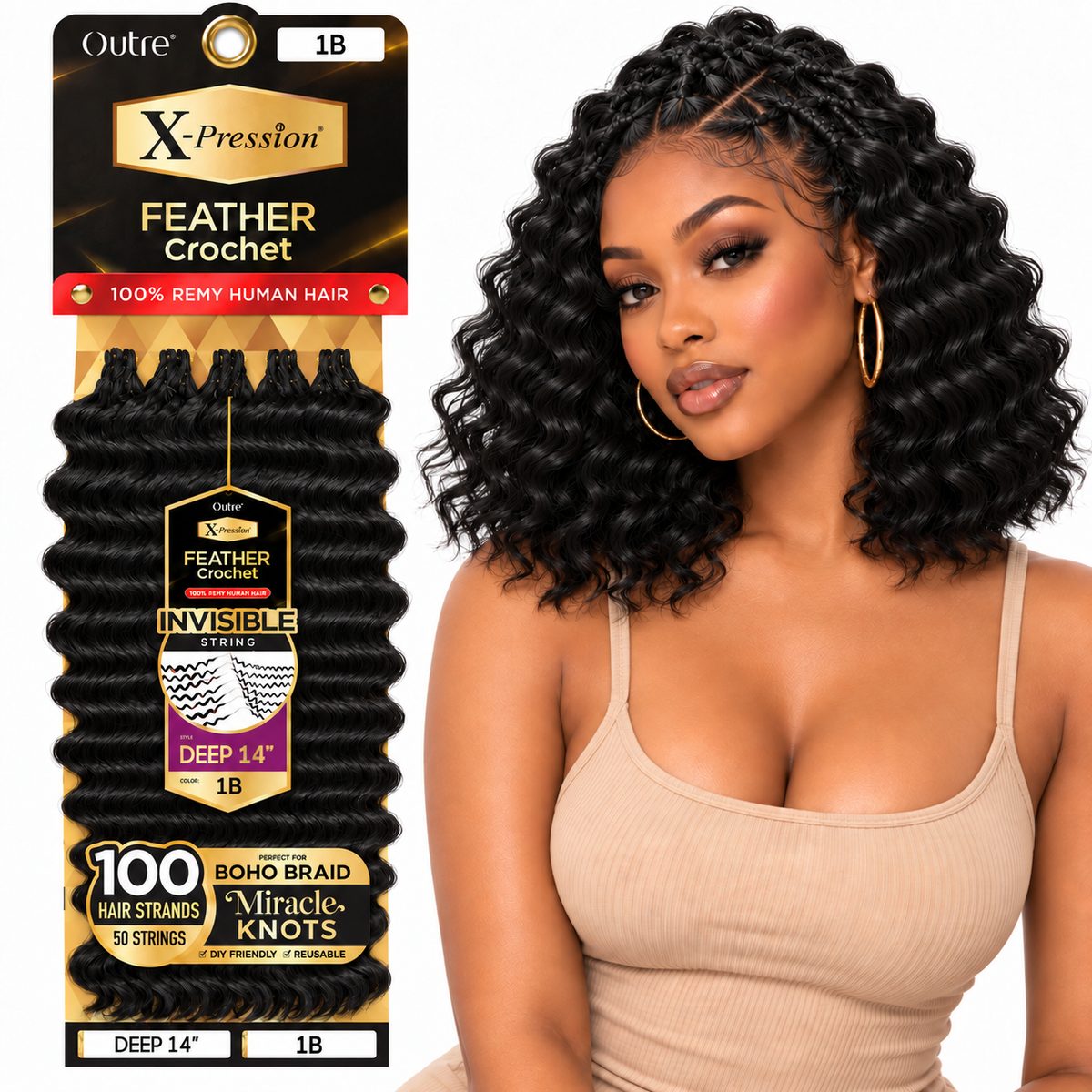 Outre X-Pression Human Feather Deep 100% Human Crochet Hair