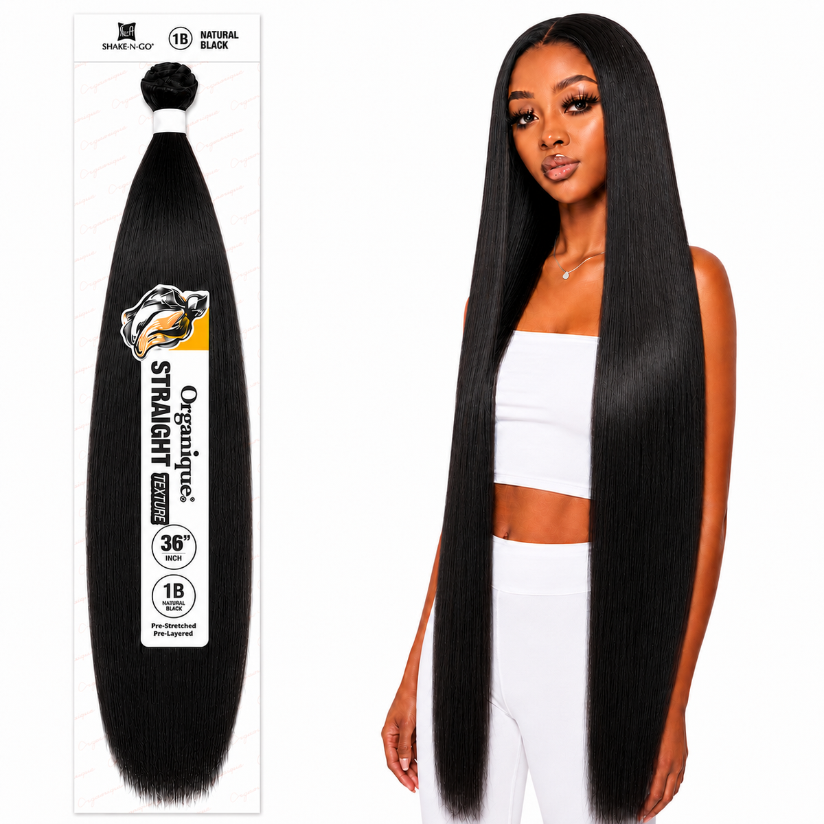Shake-N-Go Organique Straight Weave – Premium Fiber (10”–36”)