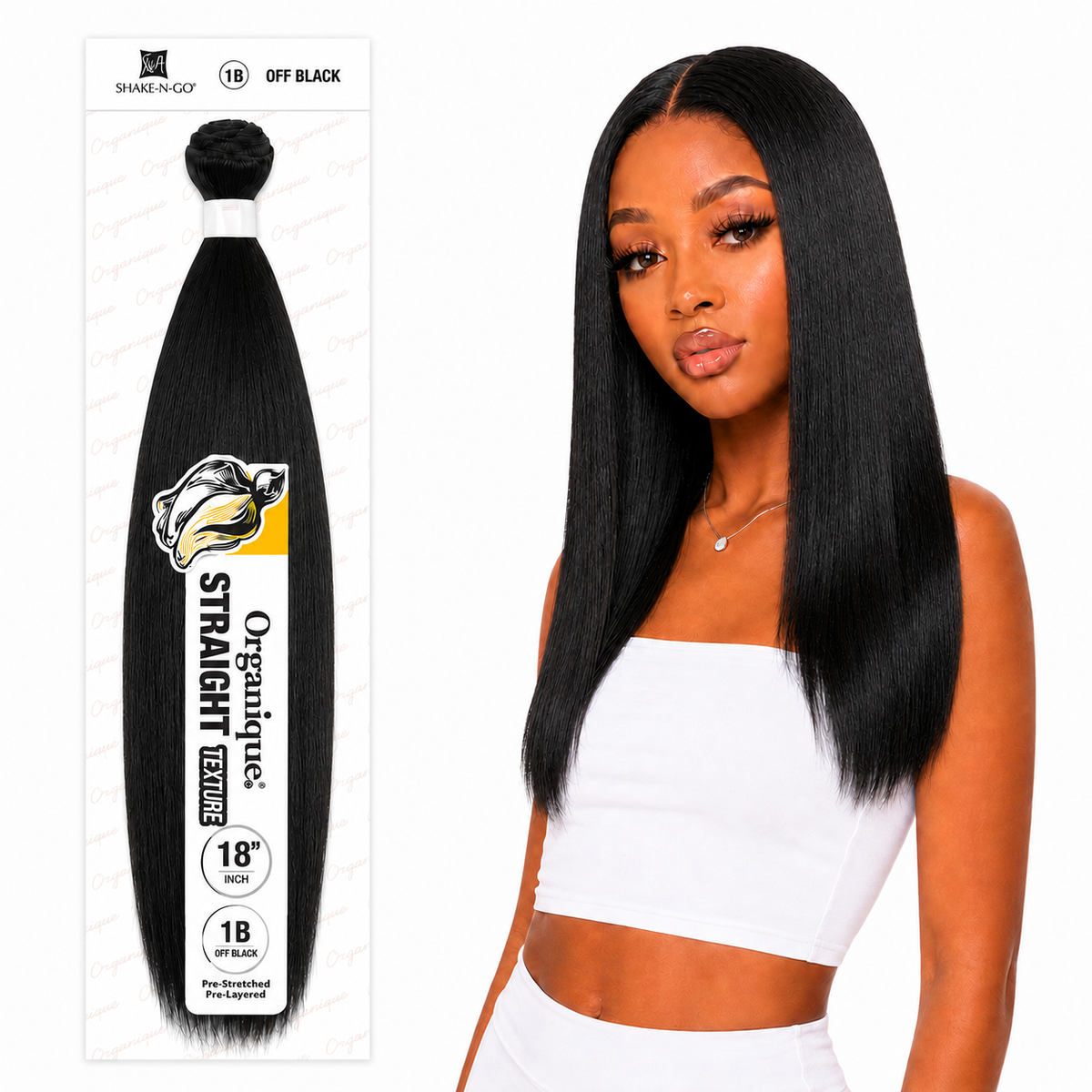 Shake-N-Go Organique Straight Weave – Premium Fiber (10”–36”)