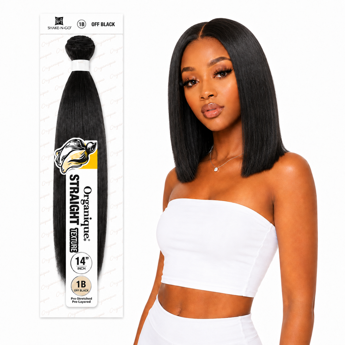 Shake-N-Go Organique Straight Weave – Premium Fiber (10”–36”)