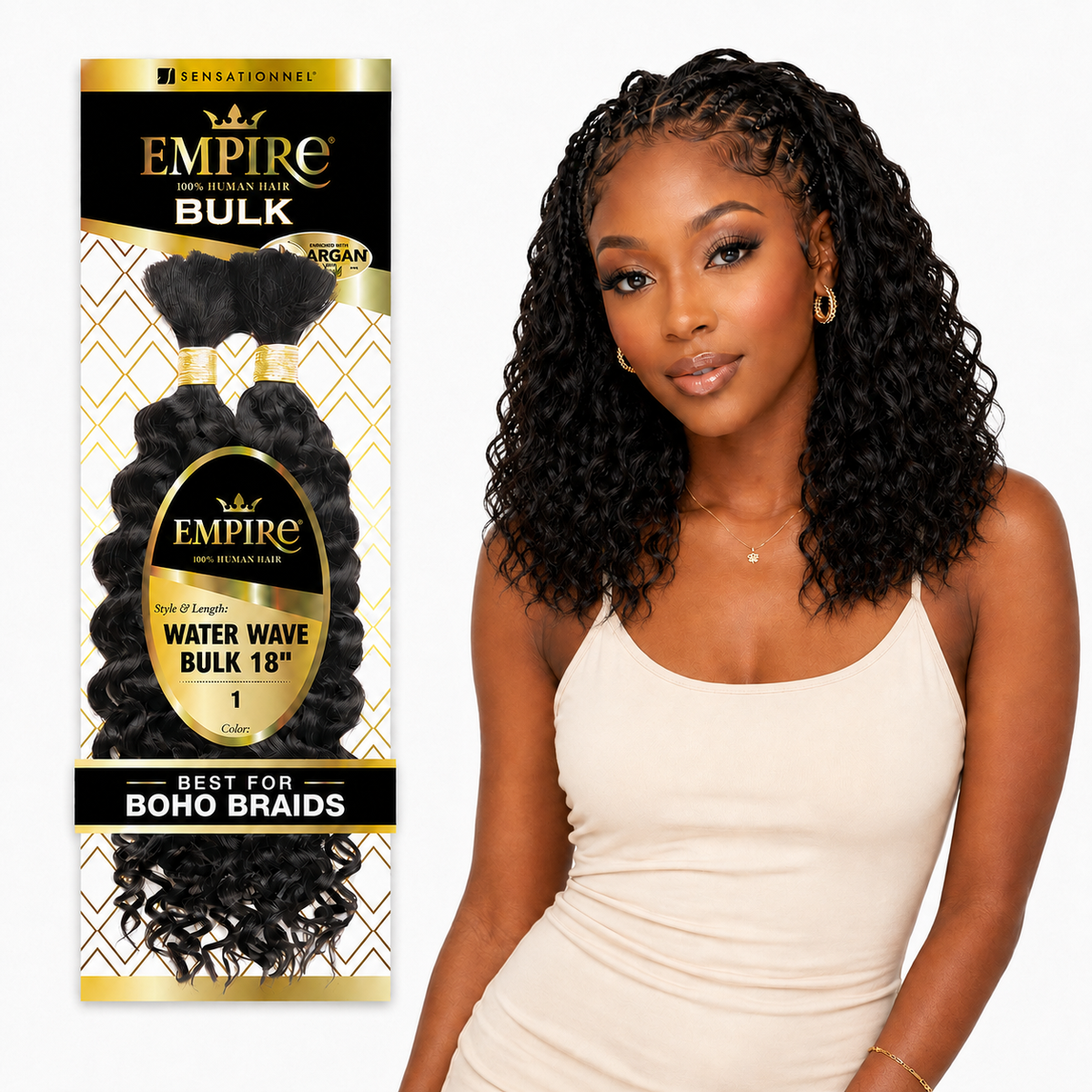 Sensationnel Empire Water Wave Bulk 100% Human Braiding Hair