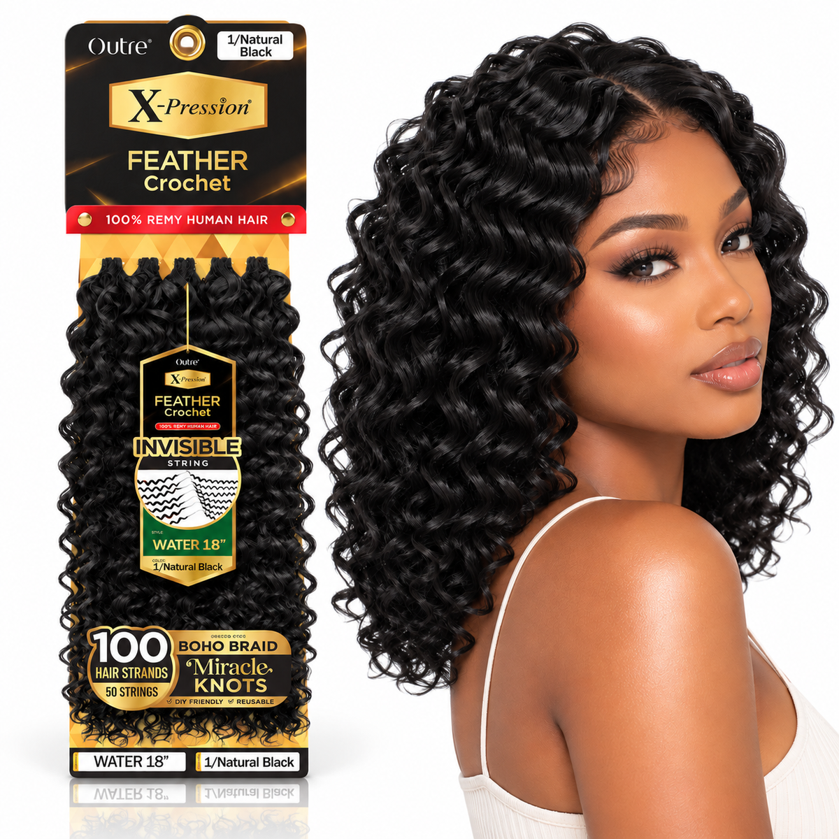 Outre X-Pression Human Feather Water 100% Remy Human Crochet Hair