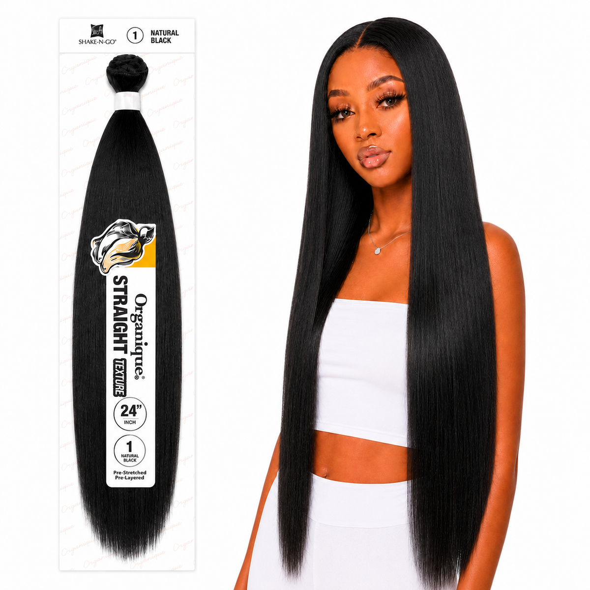 Shake-N-Go Organique Straight Weave – Premium Fiber (10”–36”)