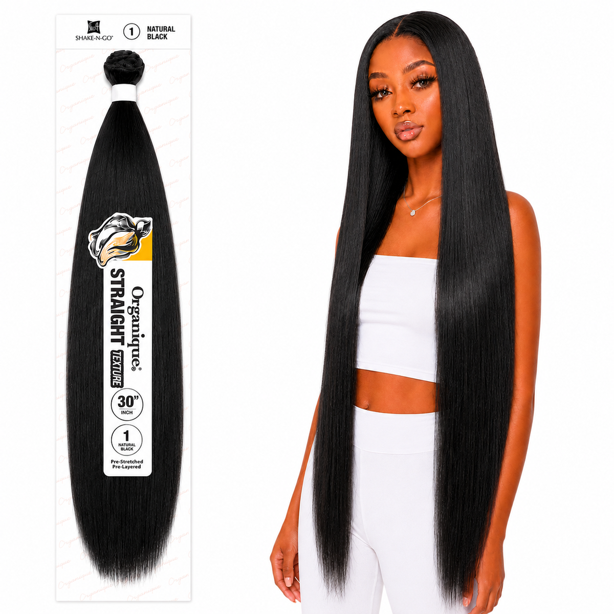 Shake-N-Go Organique Straight Weave – Premium Fiber (10”–36”)