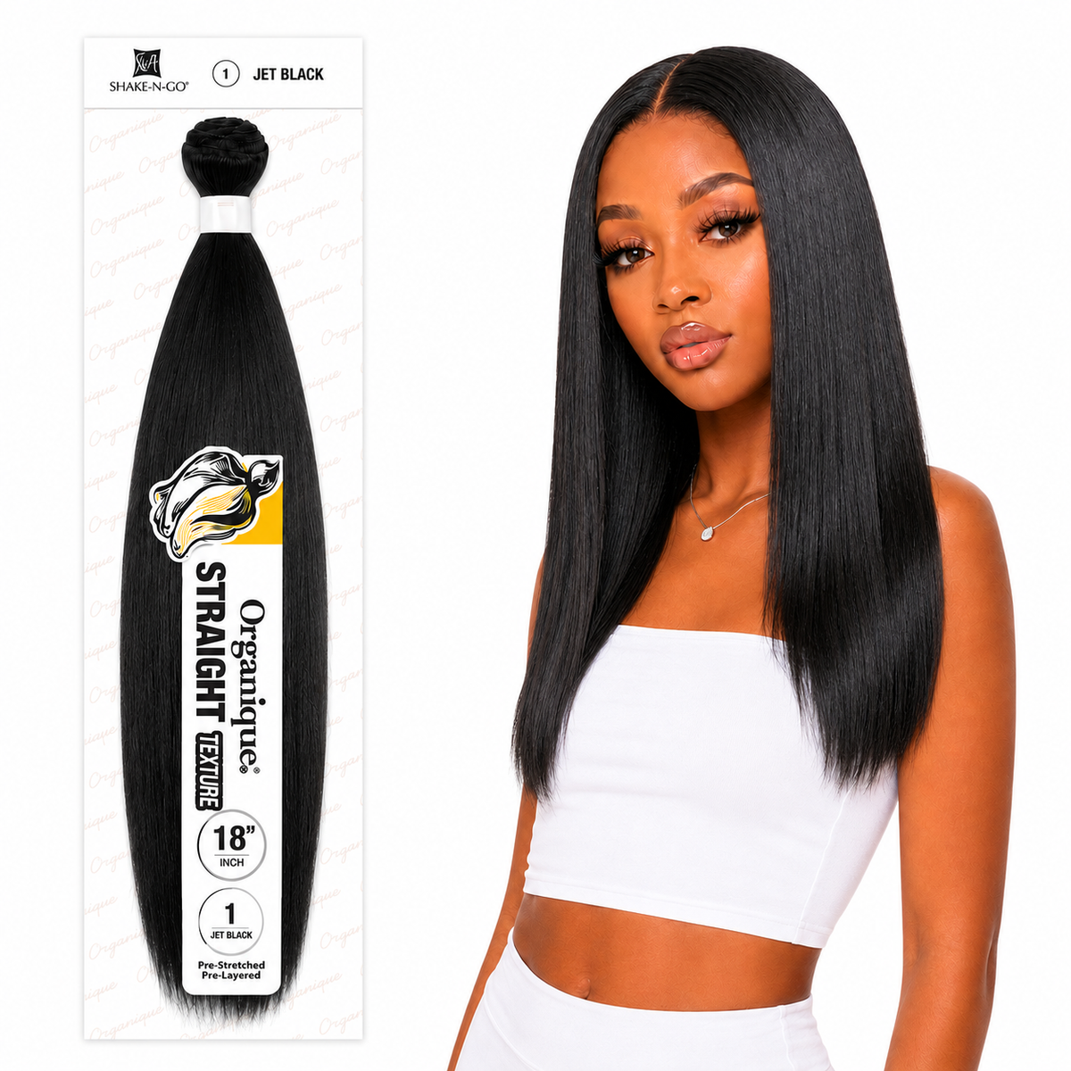 Shake-N-Go Organique Straight Weave – Premium Fiber (10”–36”)