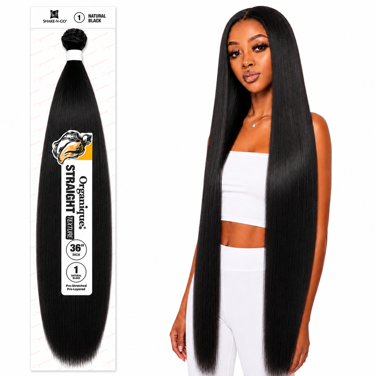 Shake-N-Go Organique Straight Weave – Premium Fiber (10”–36”)