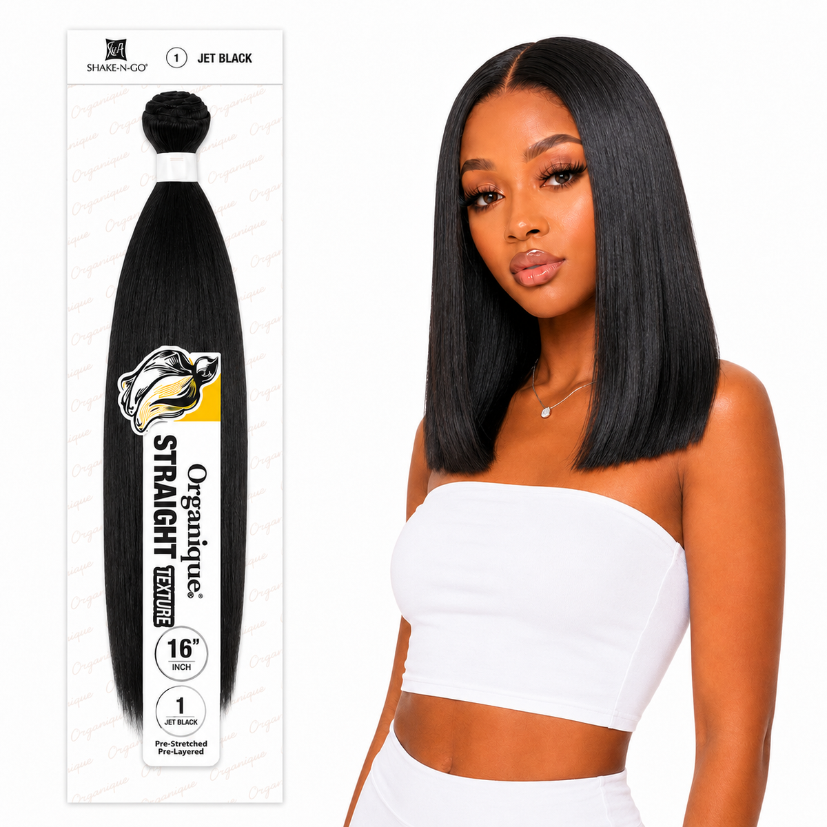 Shake-N-Go Organique Straight Weave – Premium Fiber (10”–36”)