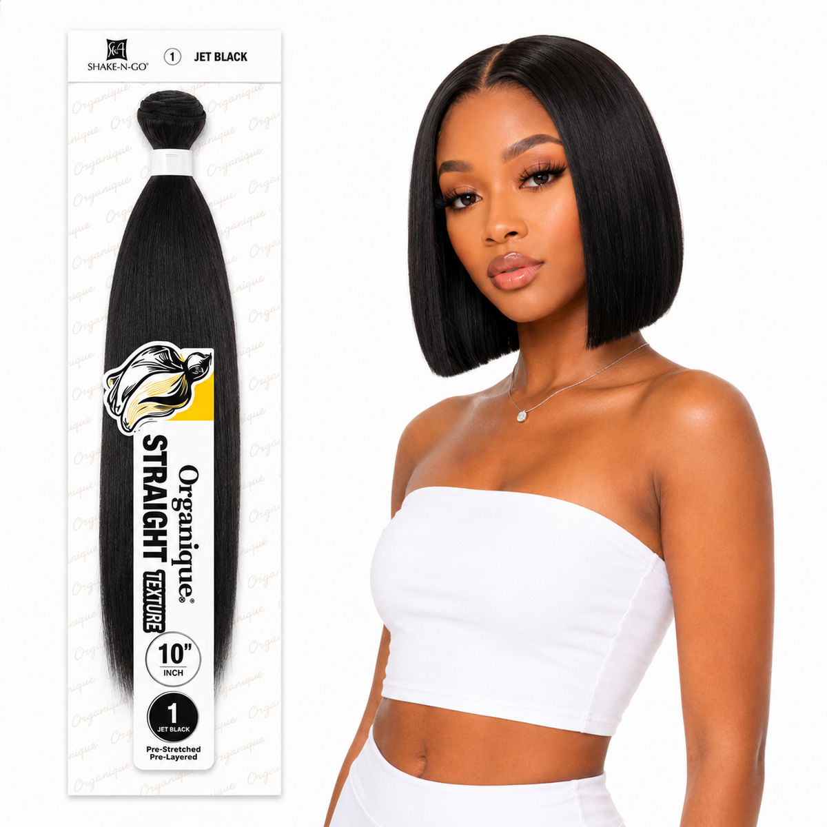Shake-N-Go Organique Straight Weave – Premium Fiber (10”–36”)