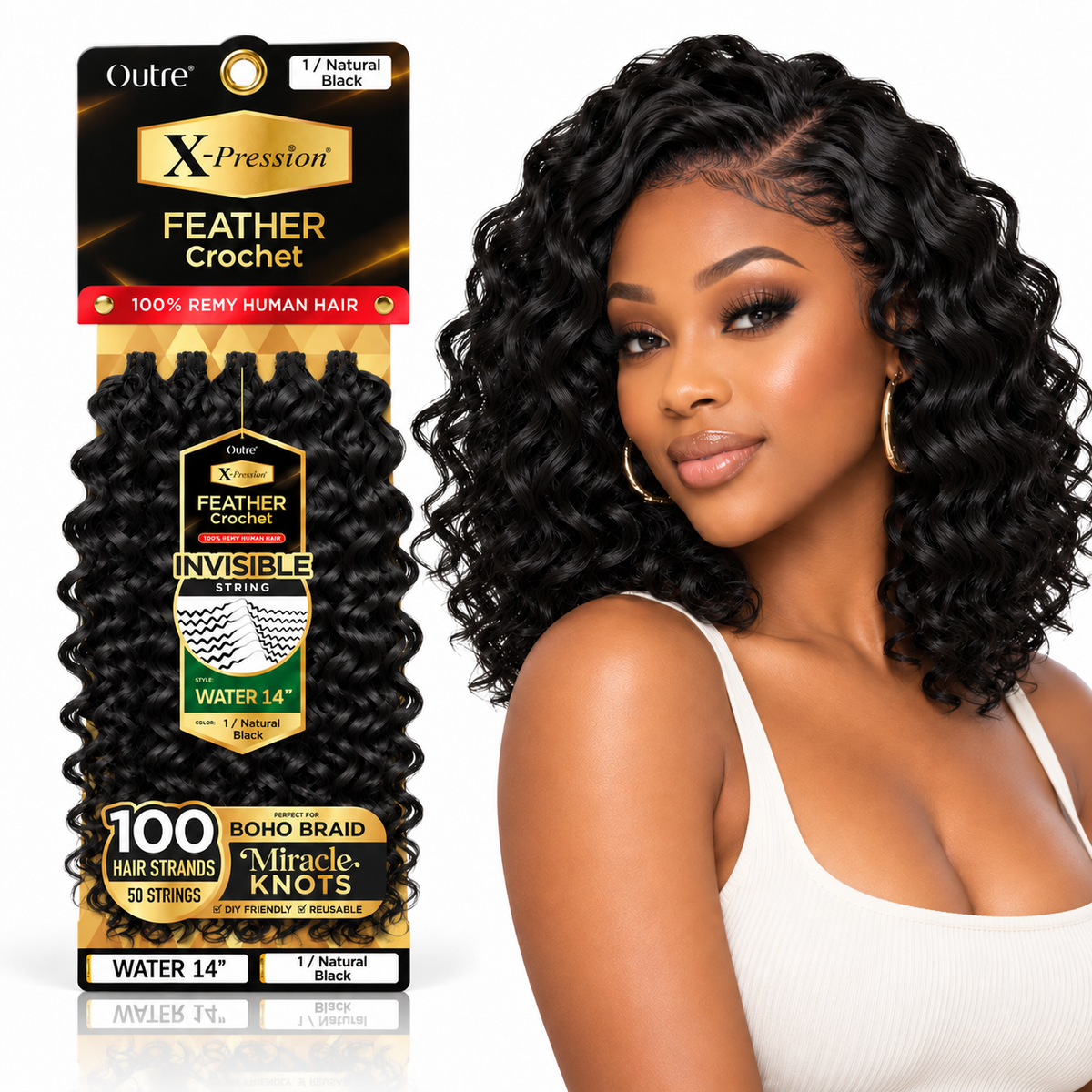 Outre X-Pression Human Feather Water 100% Remy Human Crochet Hair