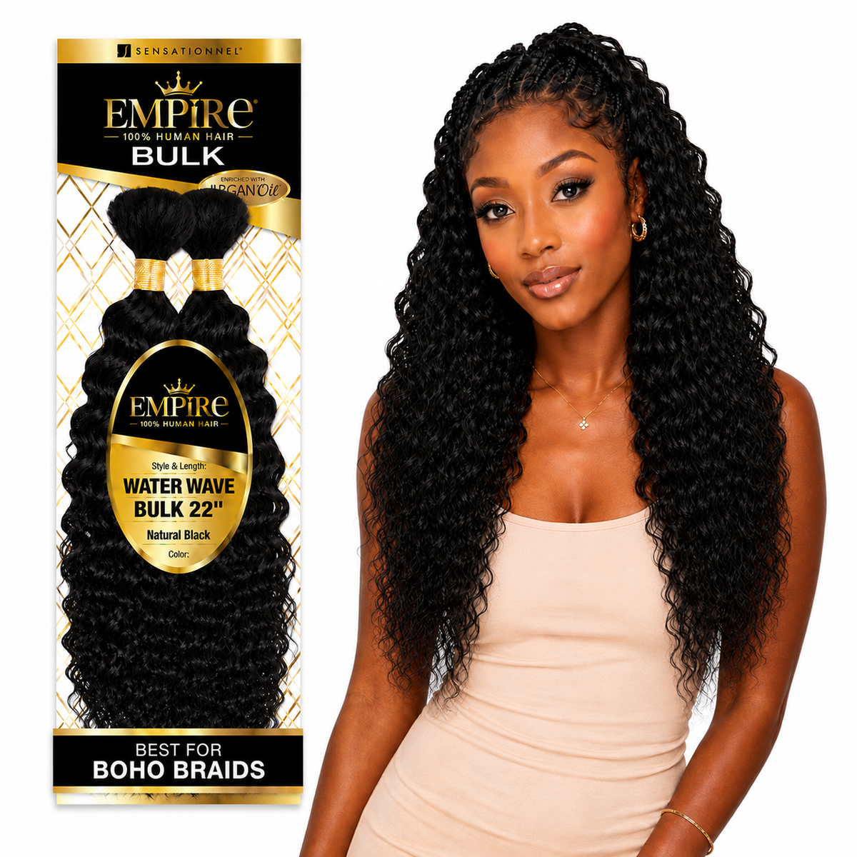 Sensationnel Empire Water Wave Bulk 100% Human Braiding Hair