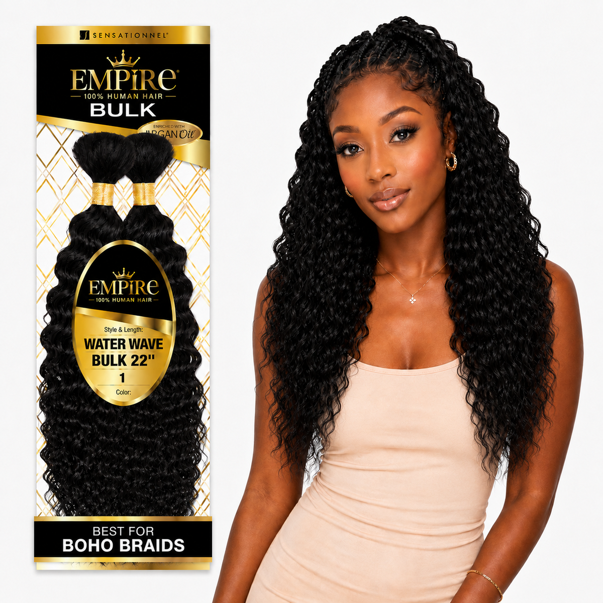 Sensationnel Empire Water Wave Bulk 100% Human Braiding Hair
