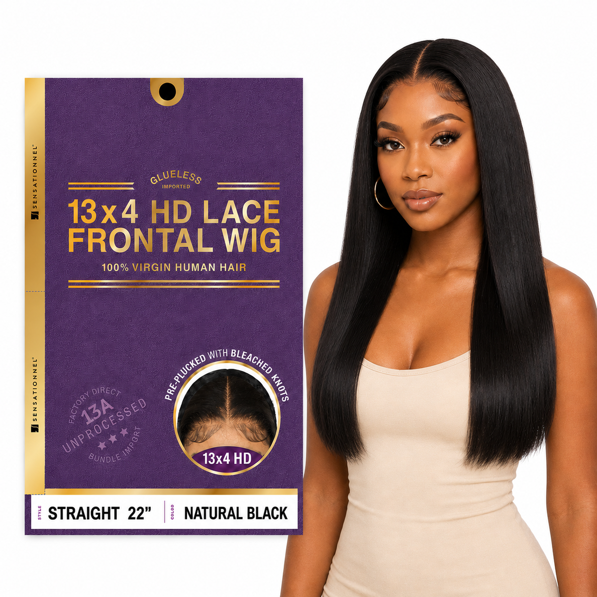 Sensationnel 13A Straight 100% Virgin Human Hair 13x4 HD Lace Frontal Wig (20" - 34")
