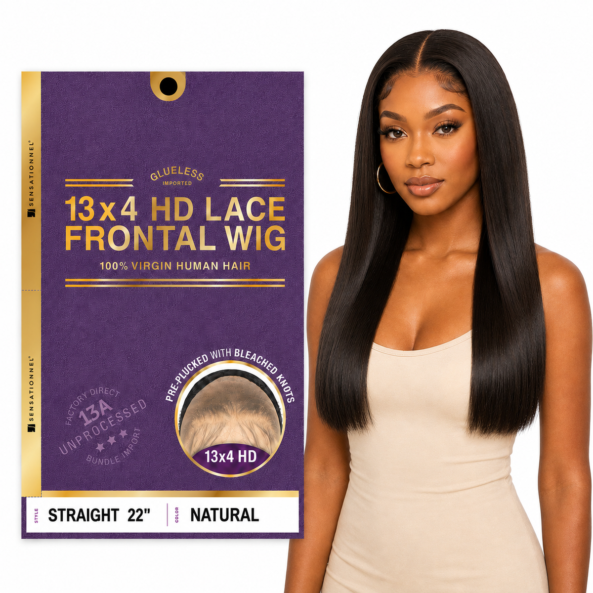 Sensationnel 13A Straight 100% Virgin Human Hair 13x4 HD Lace Frontal Wig (20" - 34")