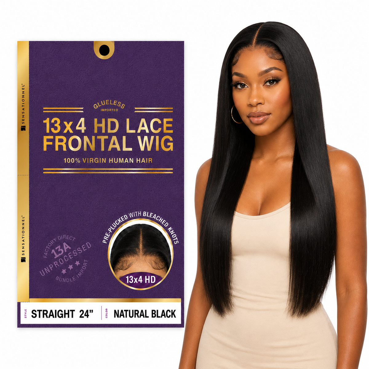 Sensationnel 13A Straight 100% Virgin Human Hair 13x4 HD Lace Frontal Wig (20" - 34")
