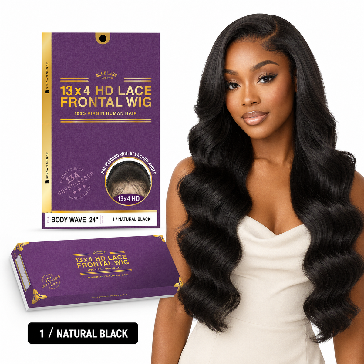 Sensationnel 13A Body Wave 100% Virgin Human Hair 13x4 HD Lace Frontal Wig (20" - 28")
