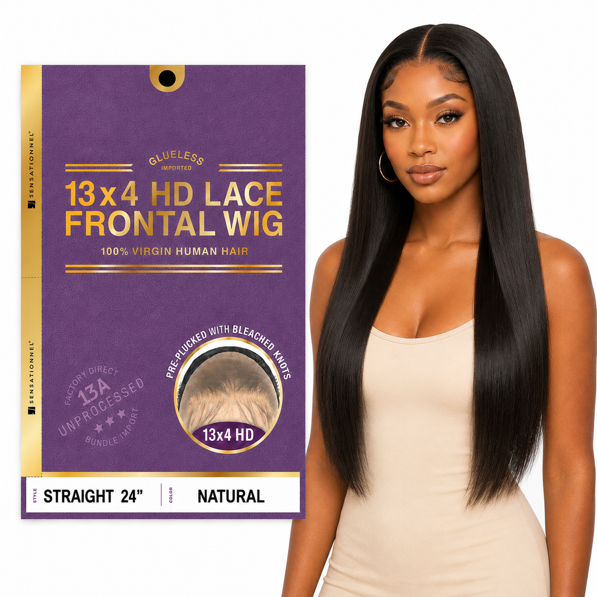 Sensationnel 13A Straight 100% Virgin Human Hair 13x4 HD Lace Frontal Wig (20" - 34")