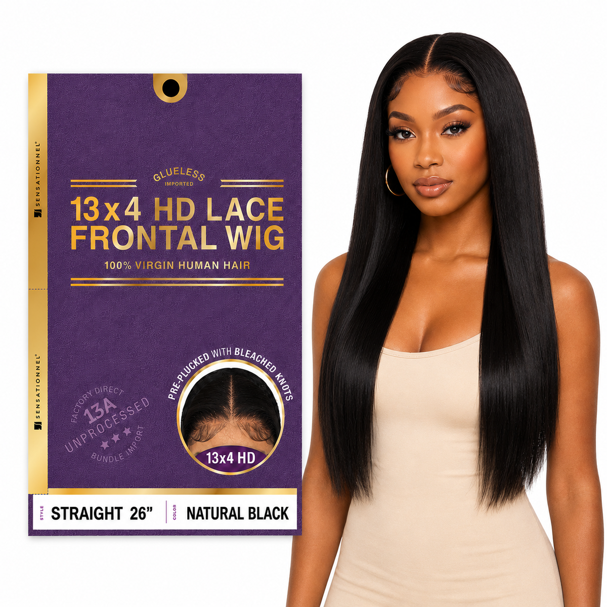 Sensationnel 13A Straight 100% Virgin Human Hair 13x4 HD Lace Frontal Wig (20" - 34")