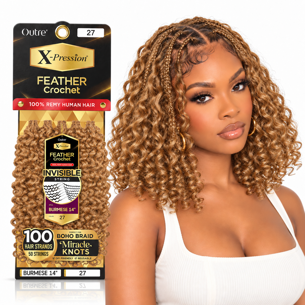 Outre X-Pression Human Feather Burmese 100% Human Crochet Hair