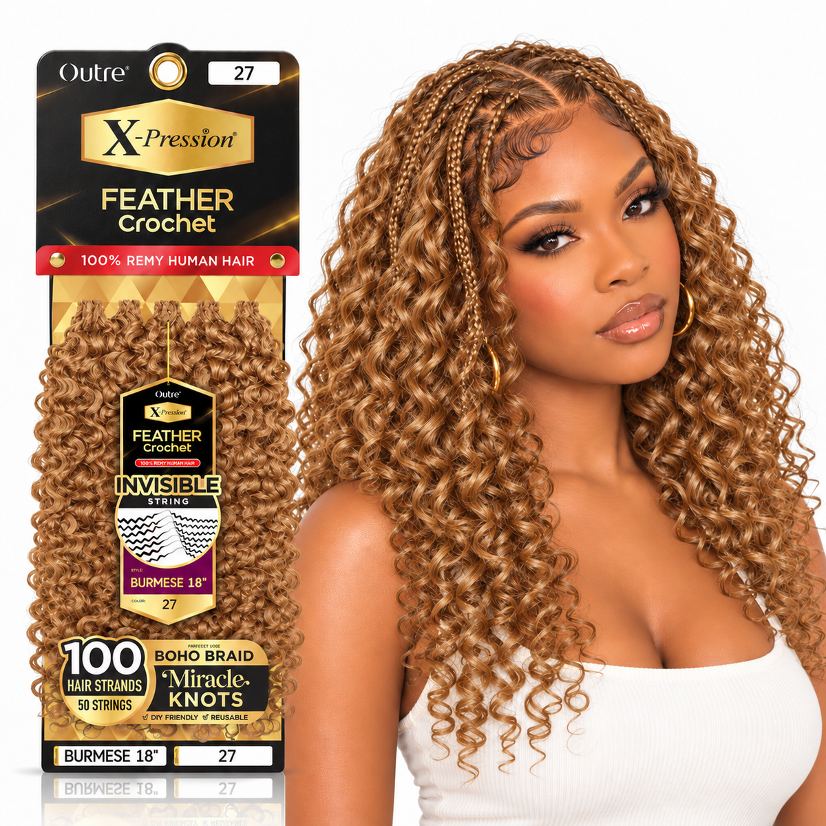 Outre X-Pression Human Feather Burmese 100% Human Crochet Hair