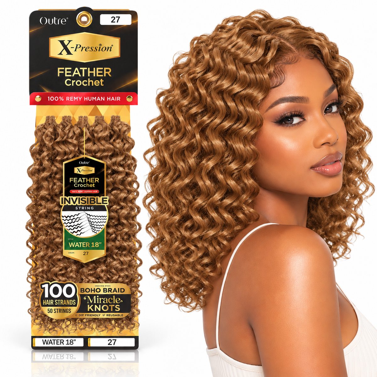 Outre X-Pression Human Feather Water 100% Remy Human Crochet Hair