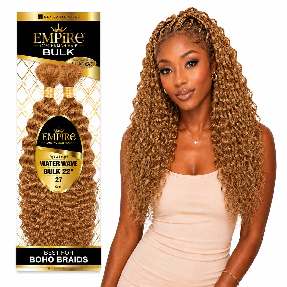 Sensationnel Empire Water Wave Bulk 100% Human Braiding Hair