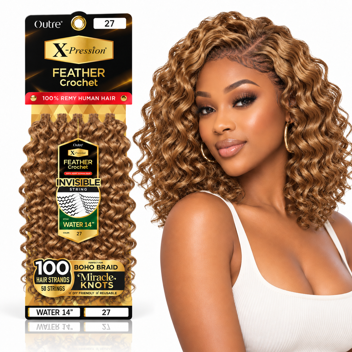 Outre X-Pression Human Feather Water 100% Remy Human Crochet Hair
