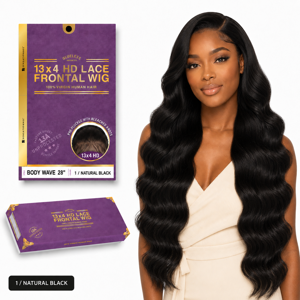 Sensationnel 13A Body Wave 100% Virgin Human Hair 13x4 HD Lace Frontal Wig (20" - 28")