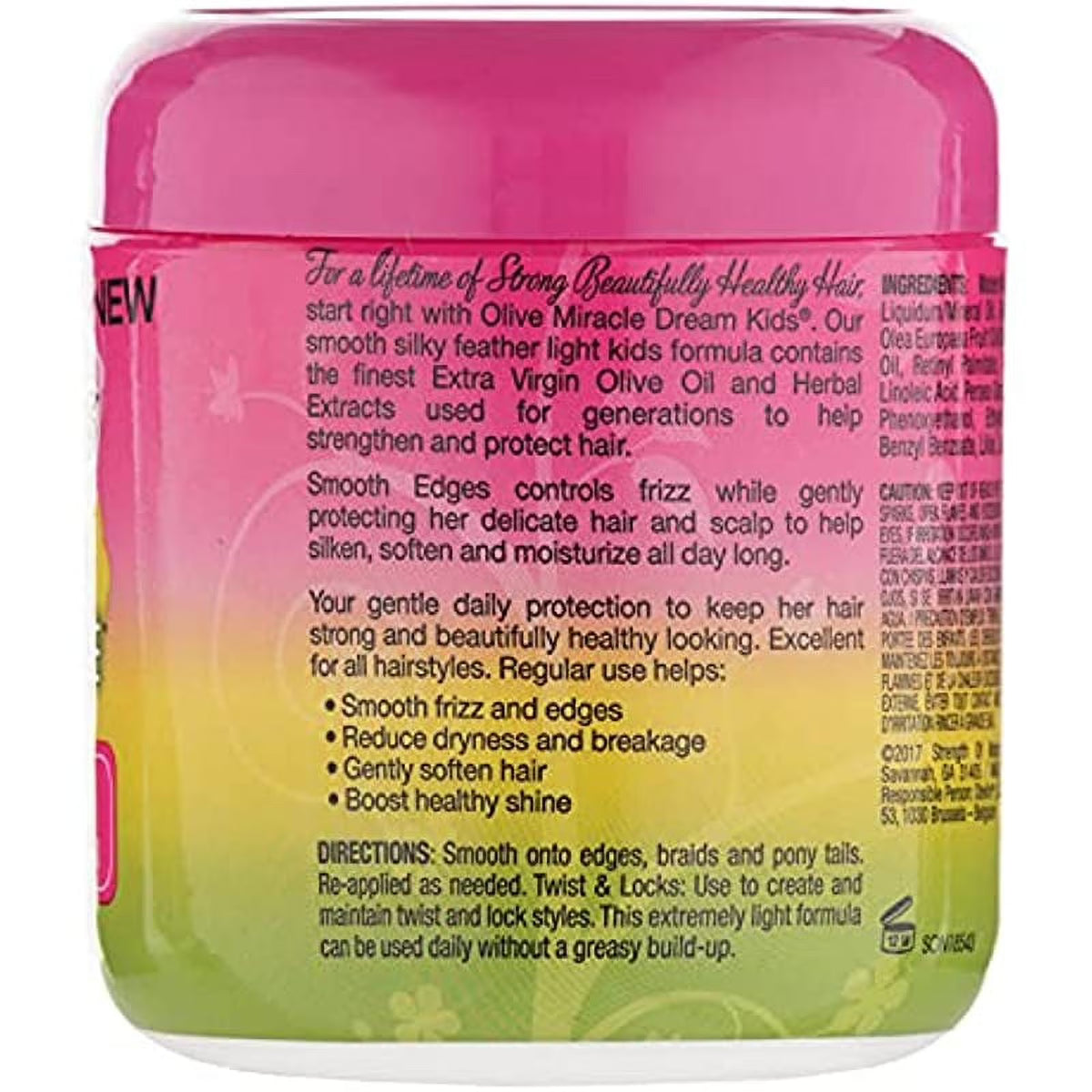 African Pride Dream Kids Olive Miracle Smooth Edges Anti-Frizzy Conditioning Gel, 6 oz (170 g)