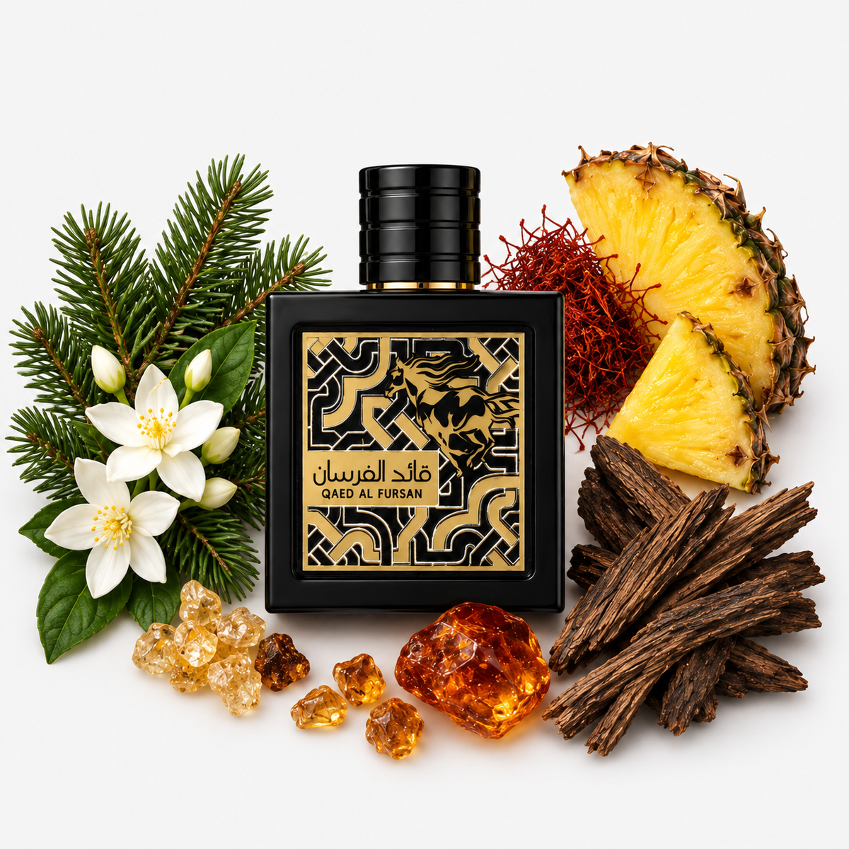 Lattafa Qaed Al Fursan Eau De Parfum Spray - Black & Gold Square Bottle - 90ml / 3.0 oz