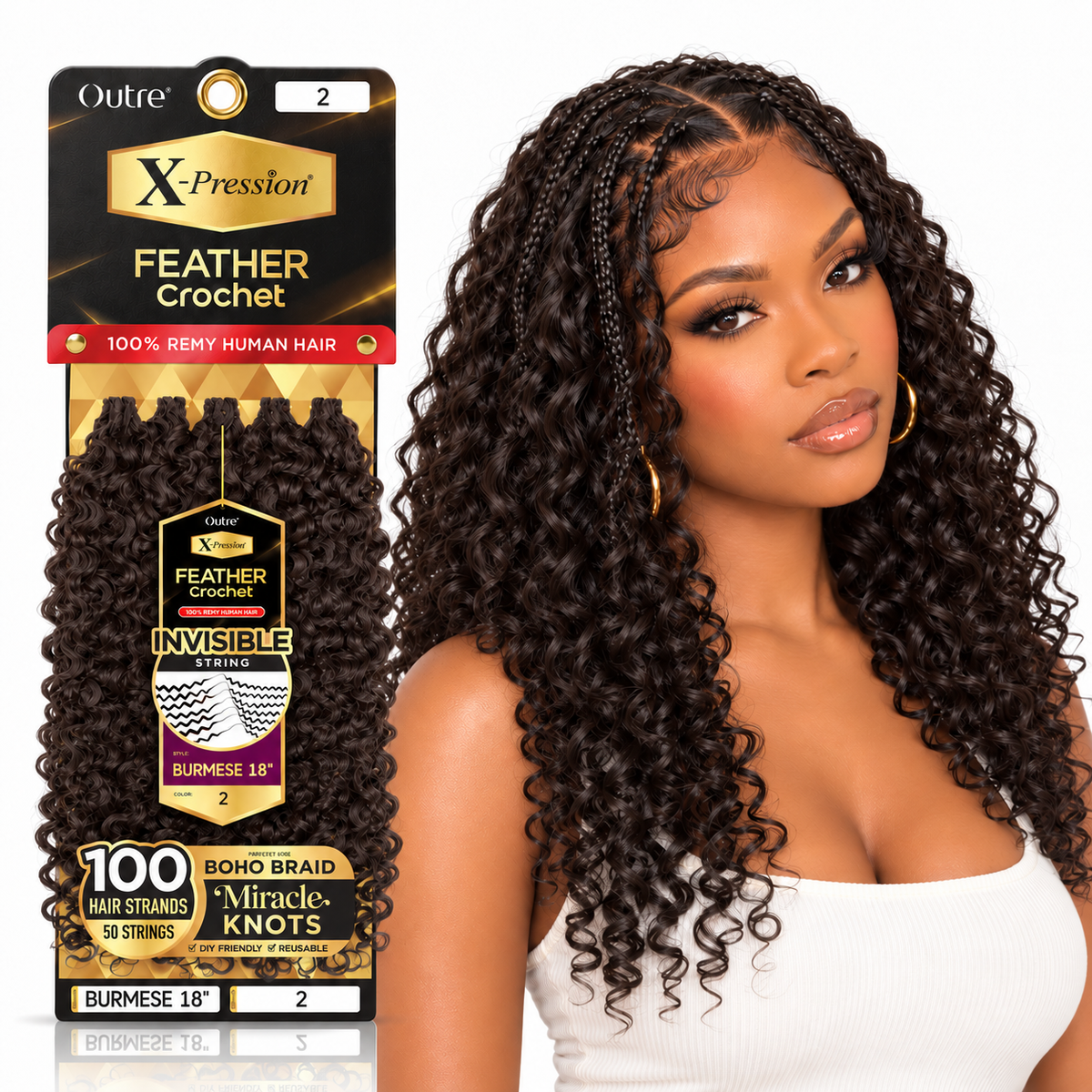 Outre X-Pression Human Feather Burmese 100% Human Crochet Hair