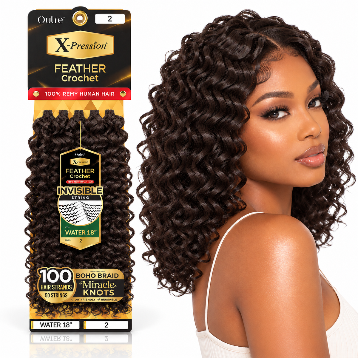 Outre X-Pression Human Feather Water 100% Remy Human Crochet Hair
